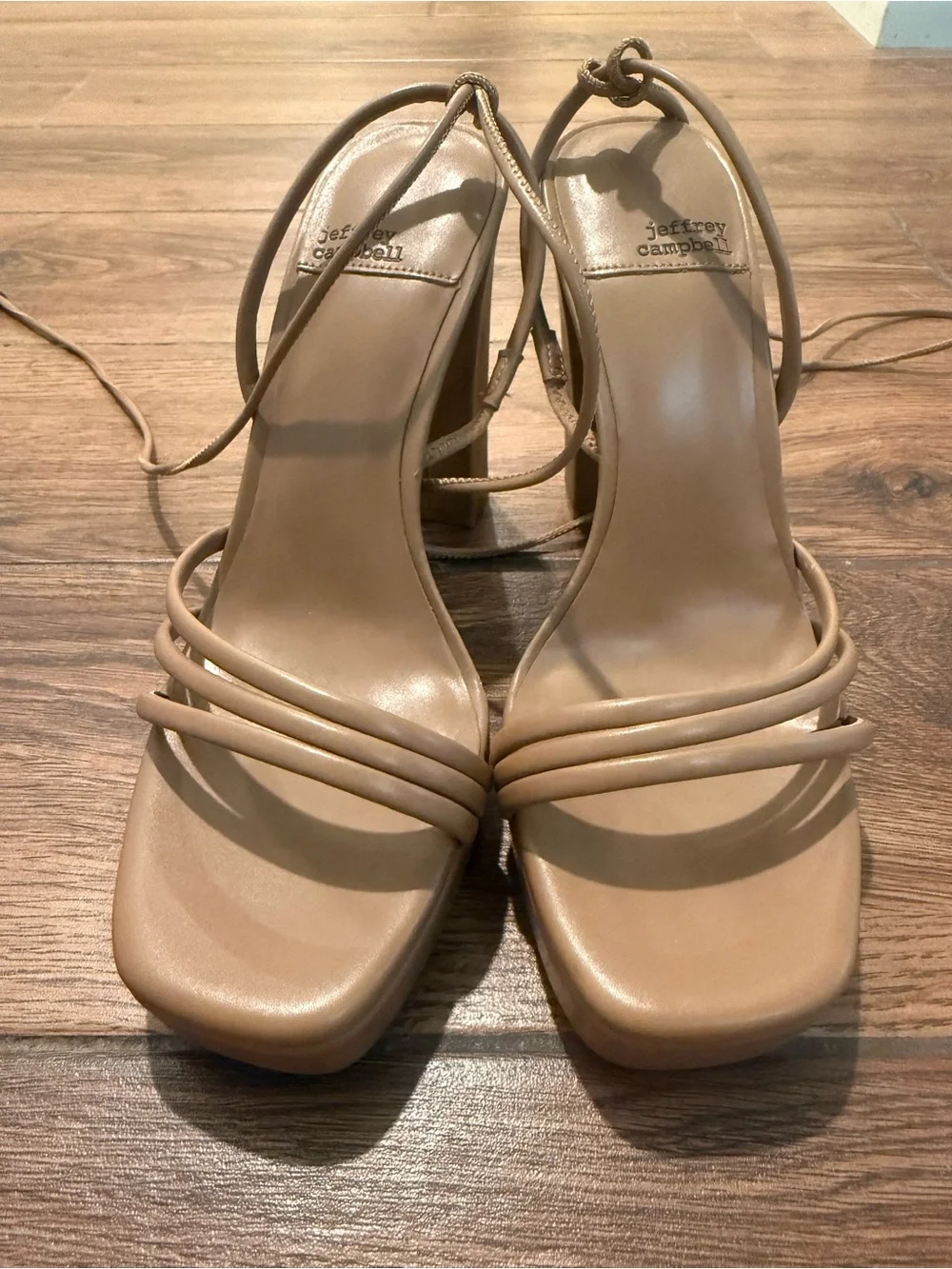 ✨Jeffrey Campbell Women’s Tan Strappy Block Heel Sandals